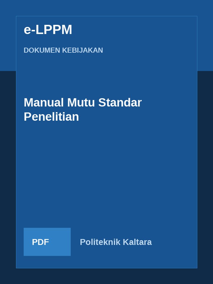 Cover Manual Mutu Standar Penelitian