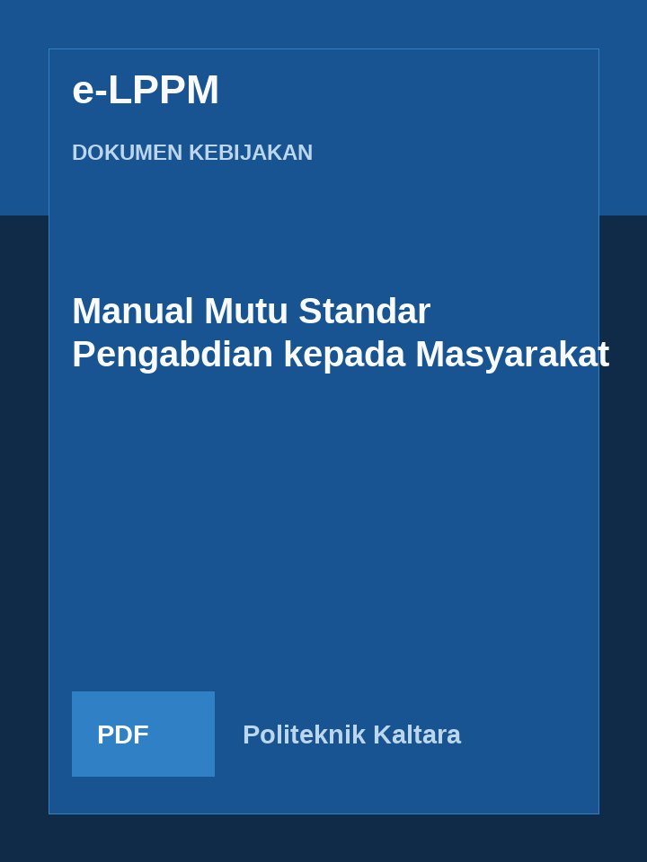 Cover Manual Mutu Standar Pengabdian kepada Masyarakat