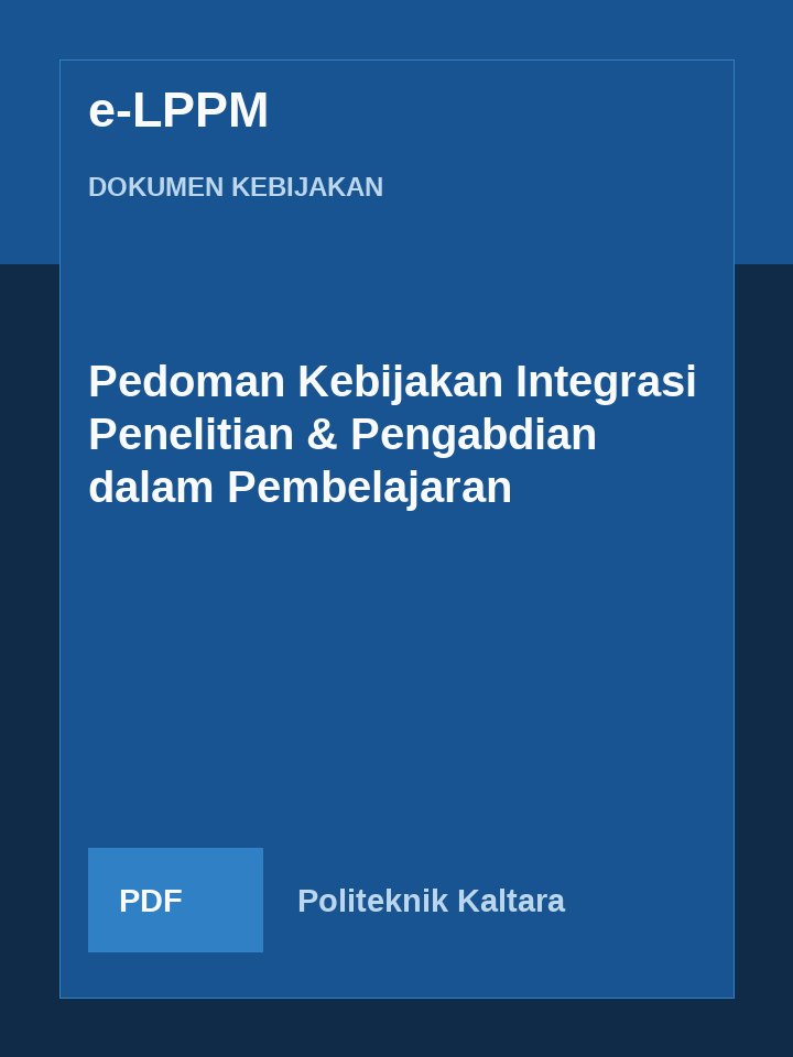 Cover Pedoman Kebijakan Integrasi Penelitian & Pengabdian dalam Pembelajaran