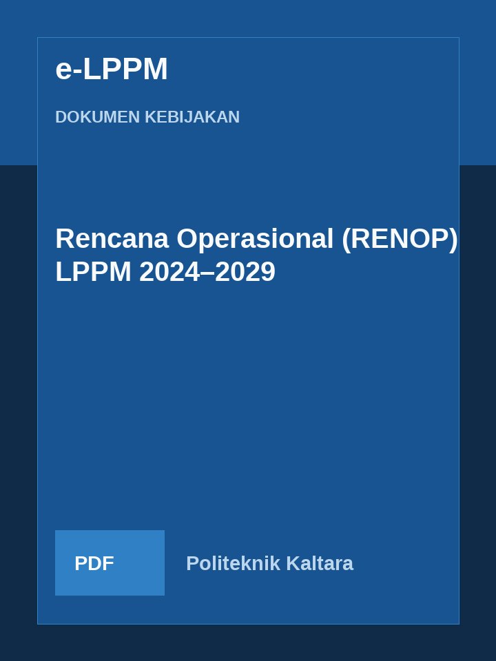 Cover Rencana Operasional (RENOP) LPPM 2024–2029