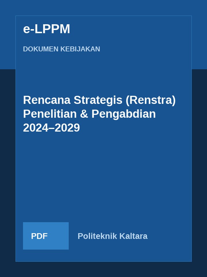 Cover Rencana Strategis (Renstra) Penelitian & Pengabdian 2024–2029